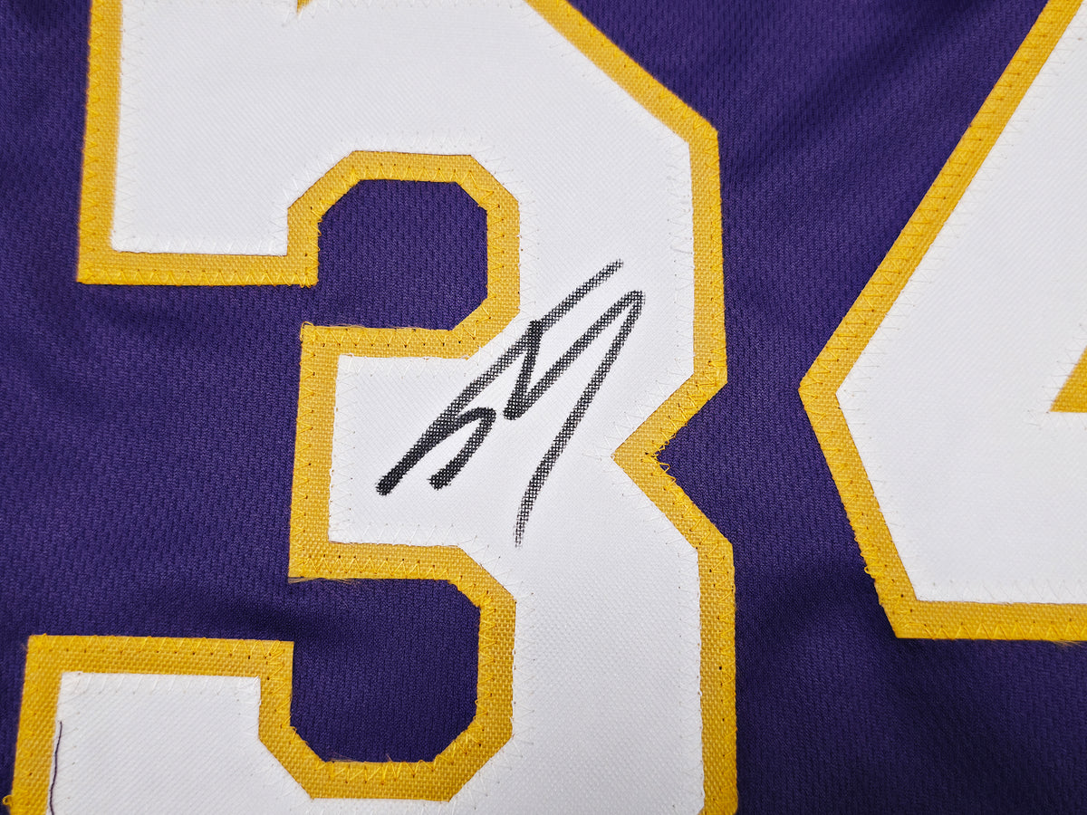 Los Angeles Lakers Shaquille O'Neal Autographed Purple Jersey Beckett BAS Witness Stock #267983