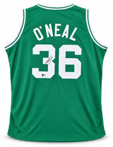 Boston Celtics Shaquille O'Neal Autographed Green Jersey Beckett BAS Witness Stock #267986
