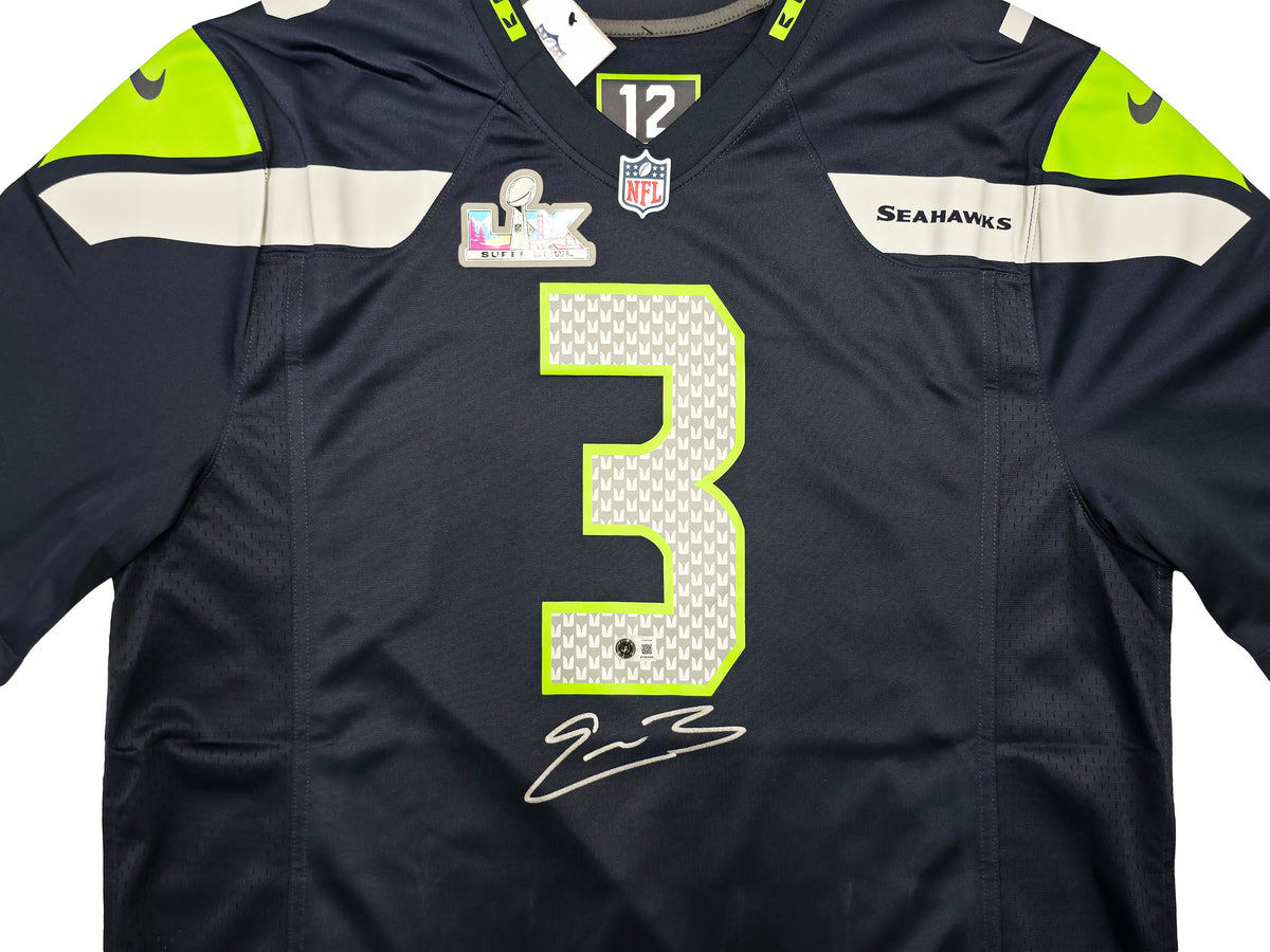 Seattle Seahawks Nick Emmanwori Autographed Blue Nike Super Bowl LX Patch Jersey Size XXL Beckett BAS Witness Stock #268029