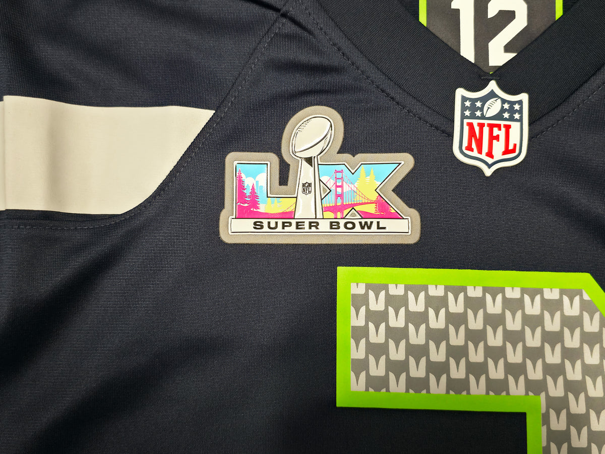 Seattle Seahawks Nick Emmanwori Autographed Blue Nike Super Bowl LX Patch Jersey Size XXL Beckett BAS Witness Stock #268029