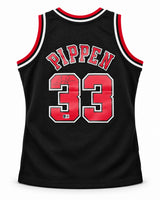 Chicago Bulls Scottie Pippen Autographed Black Authentic Mitchell & Ness 1997-98 HWC Swingman Jersey Size XL Beckett BAS Witness Stock #268039
