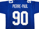 New York Giants Jason Pierre-Paul Autographed Blue Jersey JSA Witness Stock #268044