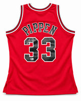 Chicago Bulls Scottie Pippen Autographed Red Authentic Mitchell & Ness 1997-98 HWC Swingman Jersey Size L Beckett BAS Witness Stock #268036