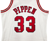 Chicago Bulls Scottie Pippen Autographed White Authentic Mitchell & Ness 1997-98 HWC Swingman Jersey Size L Beckett BAS Witness Stock #268040