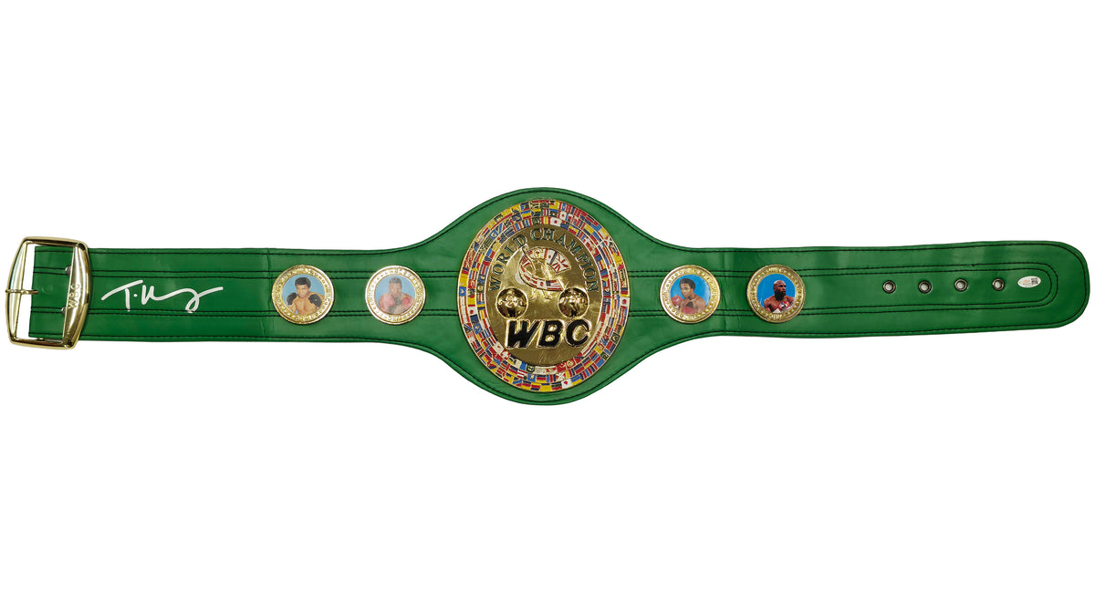 Tyson Fury Autographed Green WBC World Championship Belt JSA Witness Stock #268098