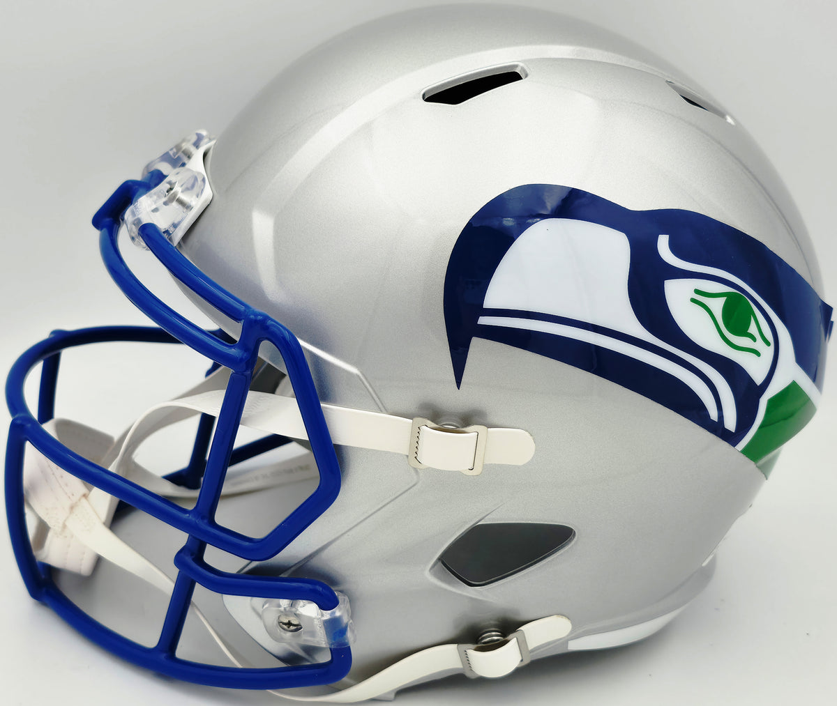 Brian Bosworth Autographed Seattle Seahawks Silver 1983-2001 Throwback Full Size Speed Replica Helmet Beckett BAS Witness Stock #268120