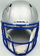 Brian Bosworth Autographed Seattle Seahawks Silver 1983-2001 Throwback Full Size Speed Replica Helmet Beckett BAS Witness Stock #268120