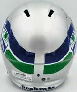 Brian Bosworth Autographed Seattle Seahawks Silver 1983-2001 Throwback Full Size Speed Replica Helmet Beckett BAS Witness Stock #268120
