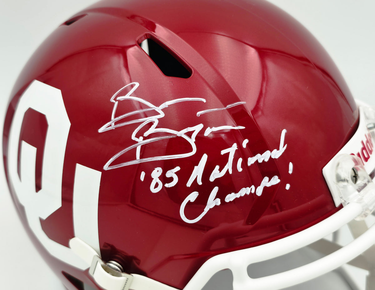Brian Bosworth Autographed Oklahoma Sooners Crimson Full Size Speed Replica Helmet "85 National Champs!" Beckett BAS Witness Stock #268121