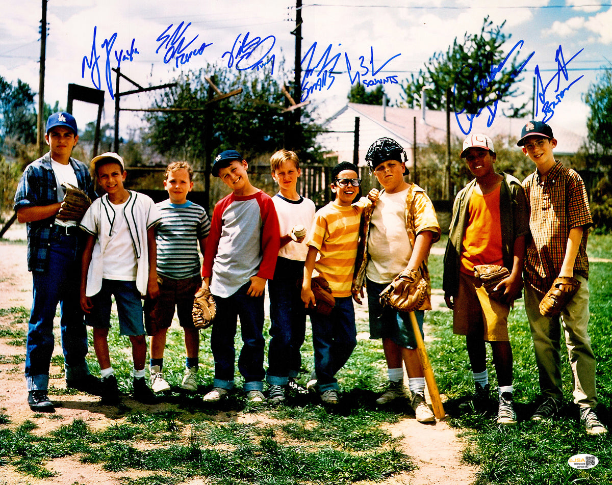 The Sandlot Cast Autographed 16x20 Photo With 7 Signatures Including Tom Guiry JSA Witness Stock #268119