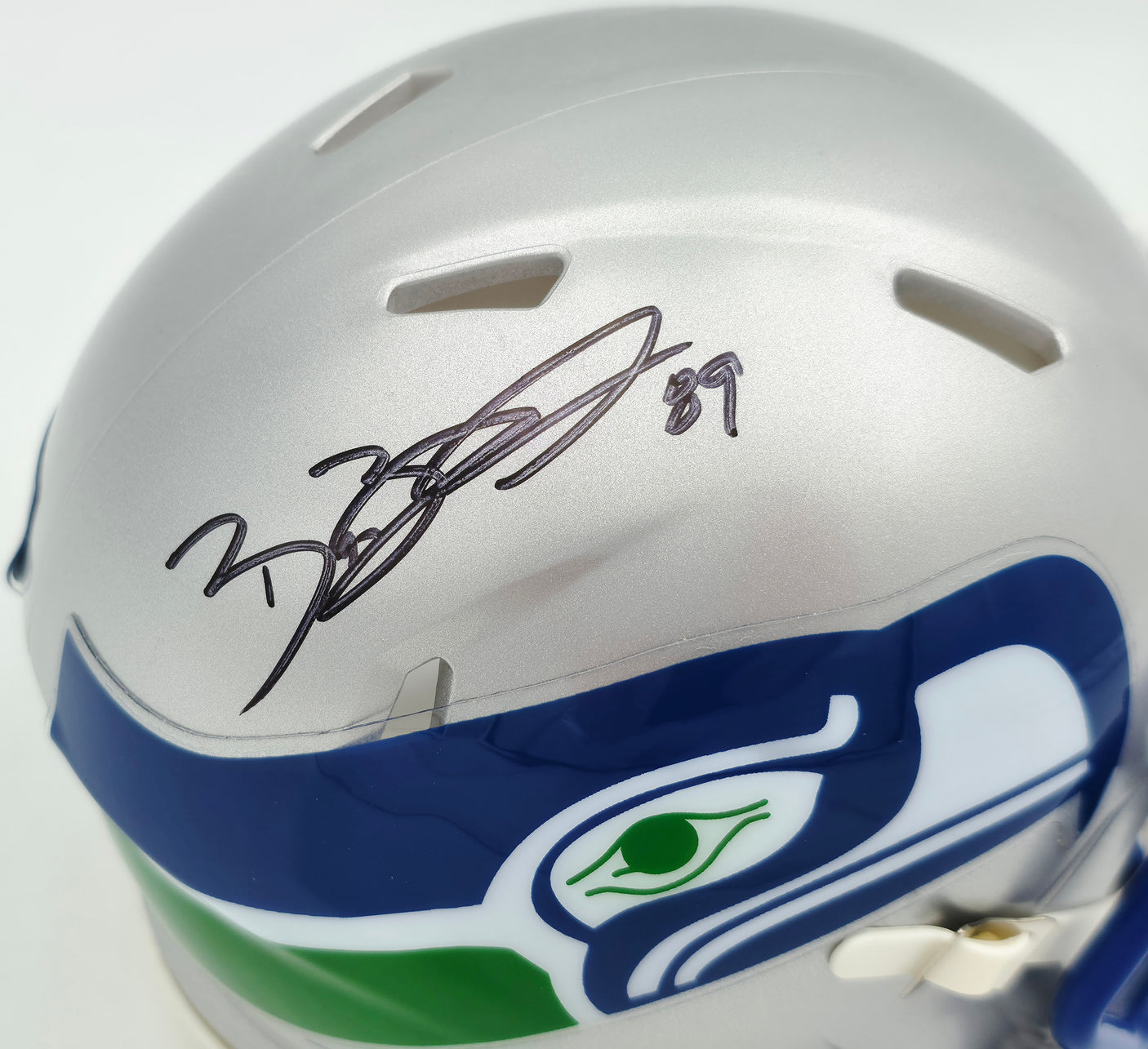 Brian Blades Autographed Seattle Seahawks 1983-01 Throwback Silver Speed Mini Helmet MCS Holo Stock #253615