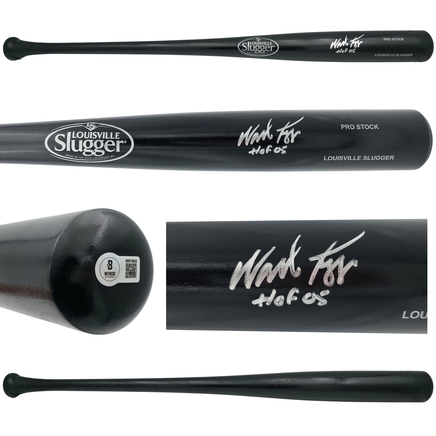 Wade Boggs Autographed Black Louisville Slugger Pro Stock Baseball Bat Boston Red Sox "HOF 05" Beckett BAS Witness Stock #253583