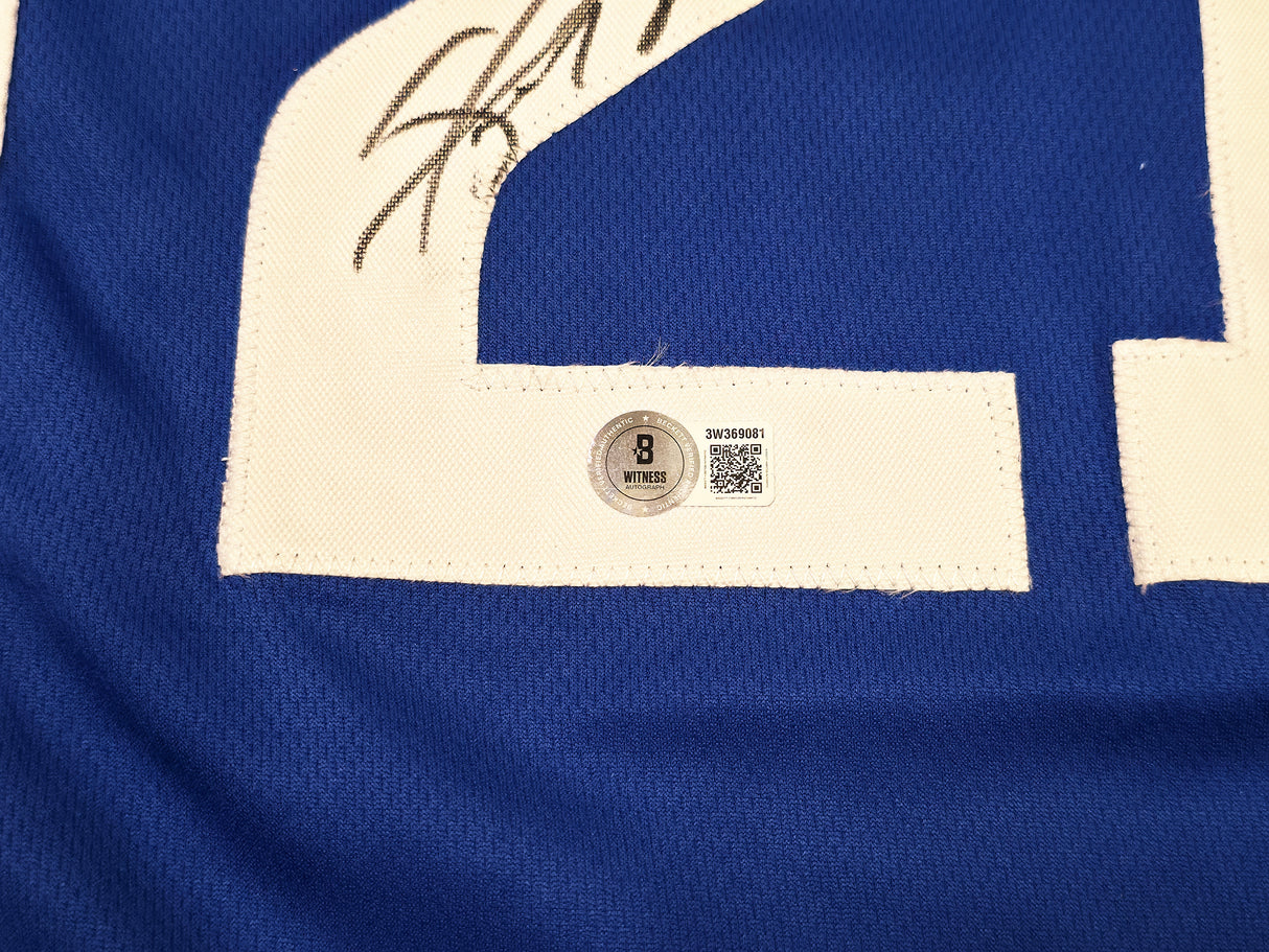 Mark McGwire & Sammy Sosa Autographed Red, White & Blue Jersey St. Louis Cardinals, Chicago Cubs Beckett BAS Witness Stock #253589