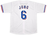 Texas Rangers Josh Jung Autographed White Jersey "23 WS Champs" Beckett BAS Witness Stock #253564