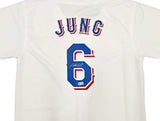 Texas Rangers Josh Jung Autographed White Jersey Beckett BAS Witness Stock #253565