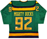 The Mighty Ducks Cast Autographed Green Hockey Sweater Jersey With 8 Signatures Beckett BAS Witness Stock #253582