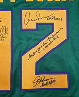 The Mighty Ducks Cast Autographed Green Hockey Sweater Jersey With 8 Signatures Beckett BAS Witness Stock #253582