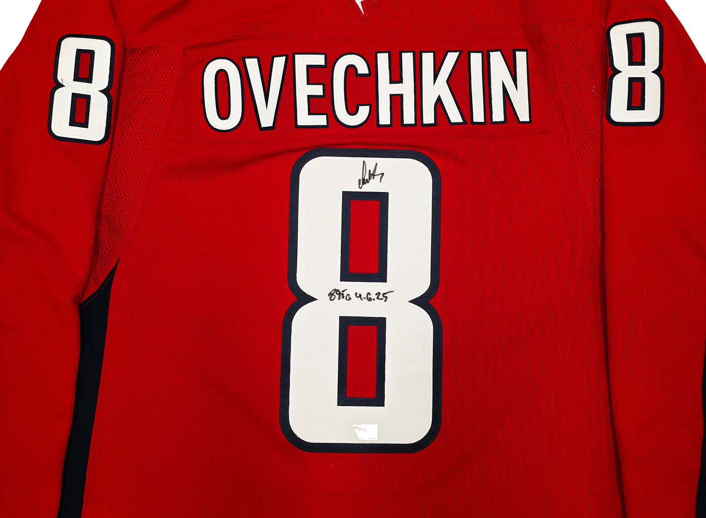 Washington Capitals Alex Ovechkin Autographed Red Fanatics Premium Sweater Jersey Size 54 "895G 4.6.25" Fanatics Holo Stock #253594