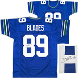 Seattle Seahawks Brian Blades Autographed Throwback Blue Jersey MCS Holo Stock #253617
