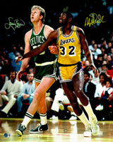 Larry Bird & Magic Johnson Autographed 16x20 Photo Boston Celtics & Los Angeles Lakers Beckett BAS Witness Stock #253574
