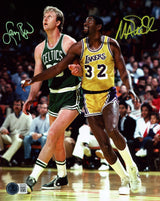 Larry Bird & Magic Johnson Autographed 8x10 Photo Boston Celtics & Los Angeles Lakers Beckett BAS Witness Stock #253572