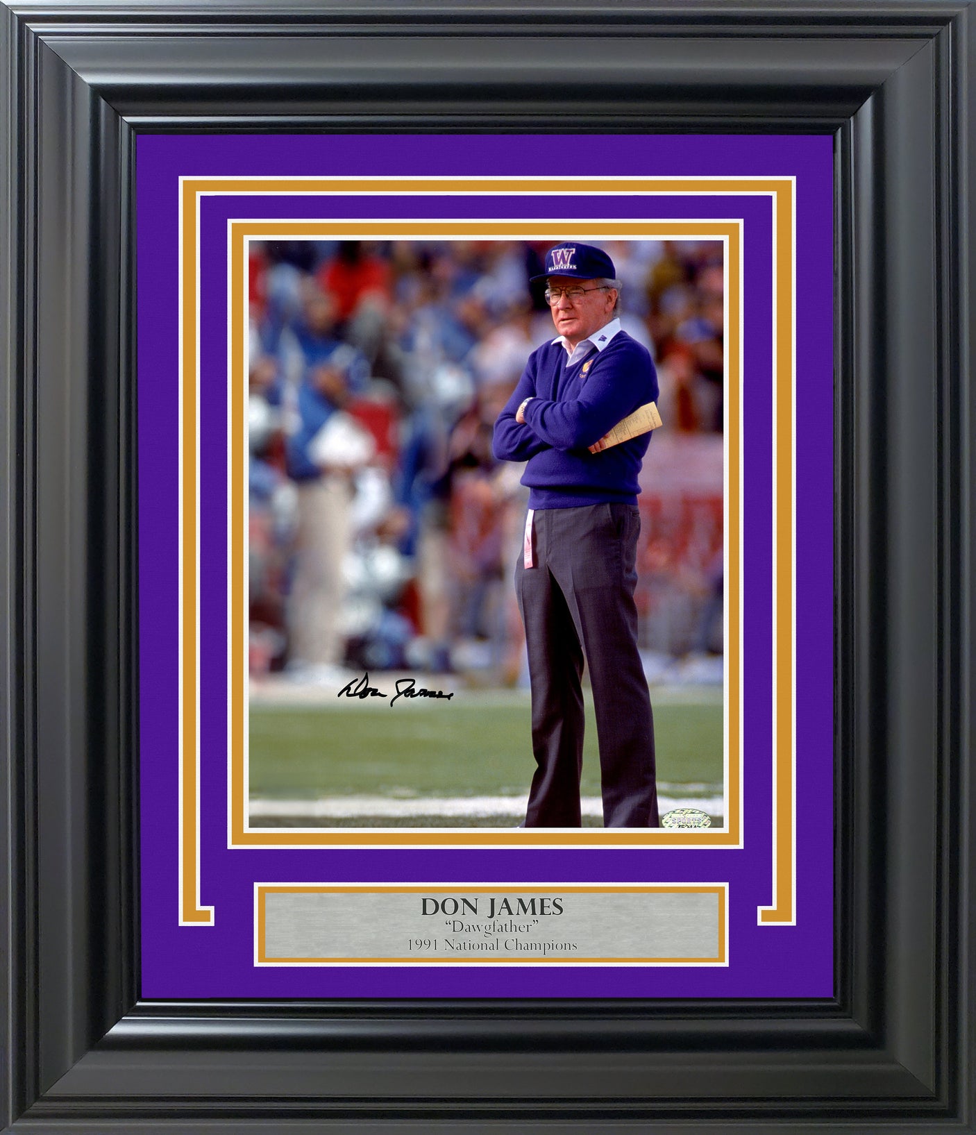 Don James Autographed Framed 8x10 Photo Washington Huskies MCS Holo Stock #253367