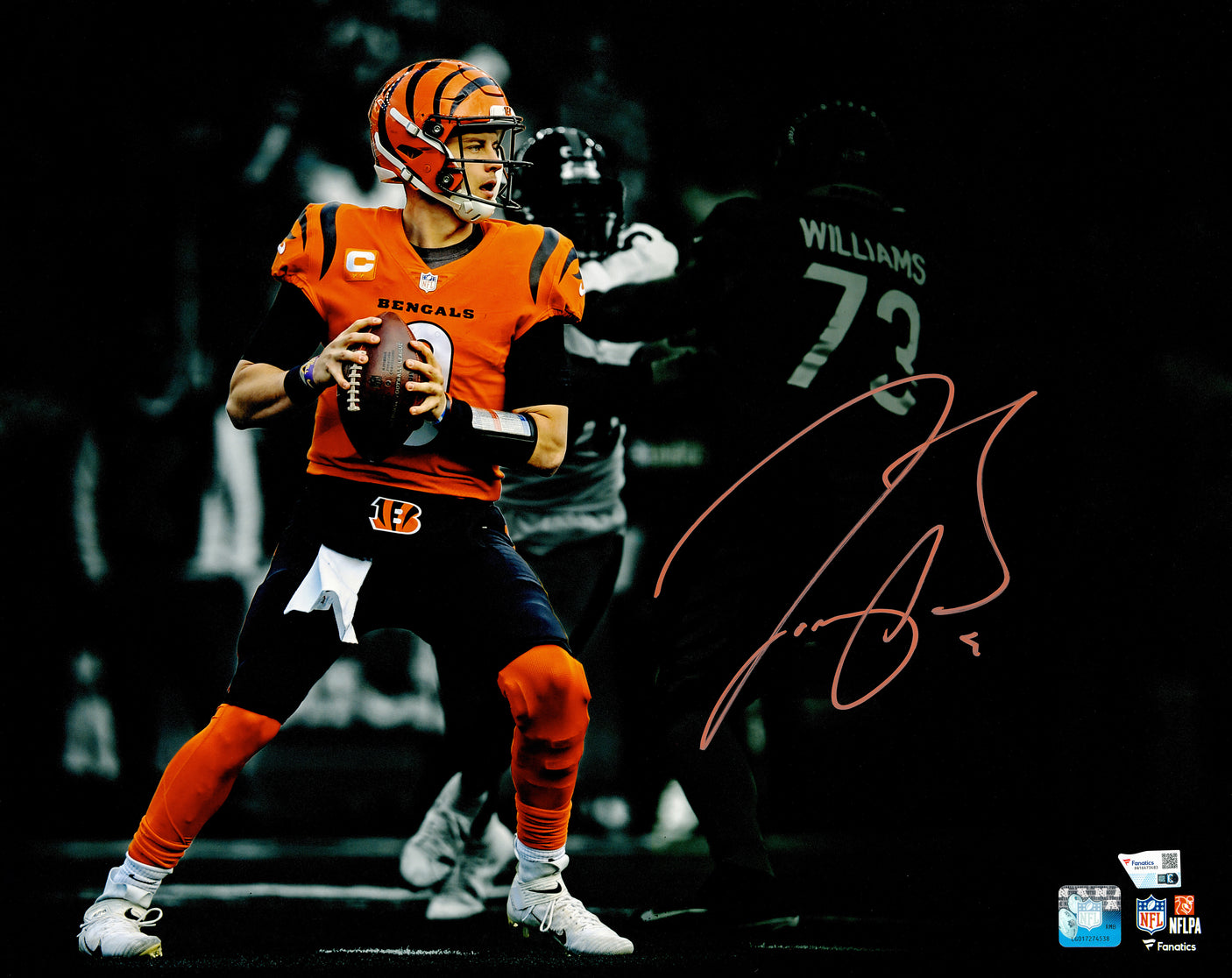 Joe Burrow Autographed Framed 16x20 Photo Cincinnati Bengals Spotlight Fanatics Holo Stock #253345