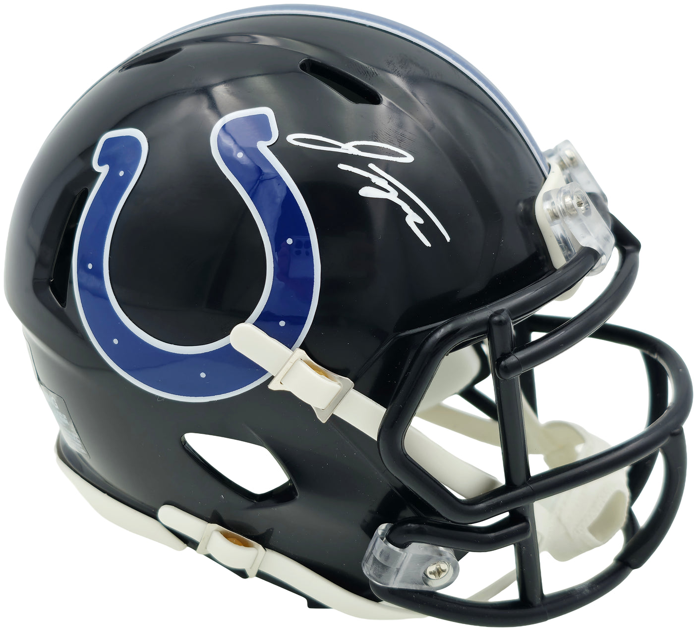 Jonathan Taylor Autographed Indianapolis Colts 2023 Alternate Black Speed Mini Helmet Beckett BAS Witness Stock #254432