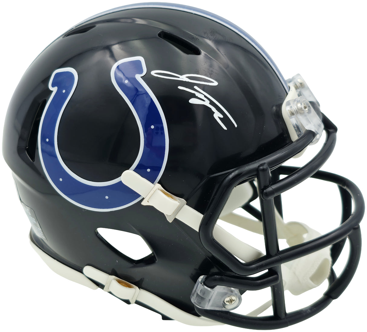 Jonathan Taylor Autographed Indianapolis Colts 2023 Alternate Black Speed Mini Helmet Beckett BAS Witness Stock #254432
