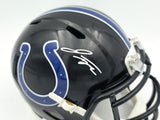 Jonathan Taylor Autographed Indianapolis Colts 2023 Alternate Black Speed Mini Helmet Beckett BAS Witness Stock #254432
