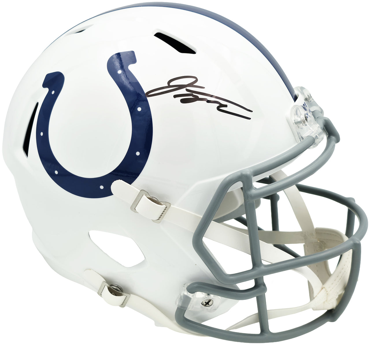 Jonathan Taylor Autographed Indianapolis Colts White Full Size Speed Replica Helmet Beckett BAS Witness Stock #254430