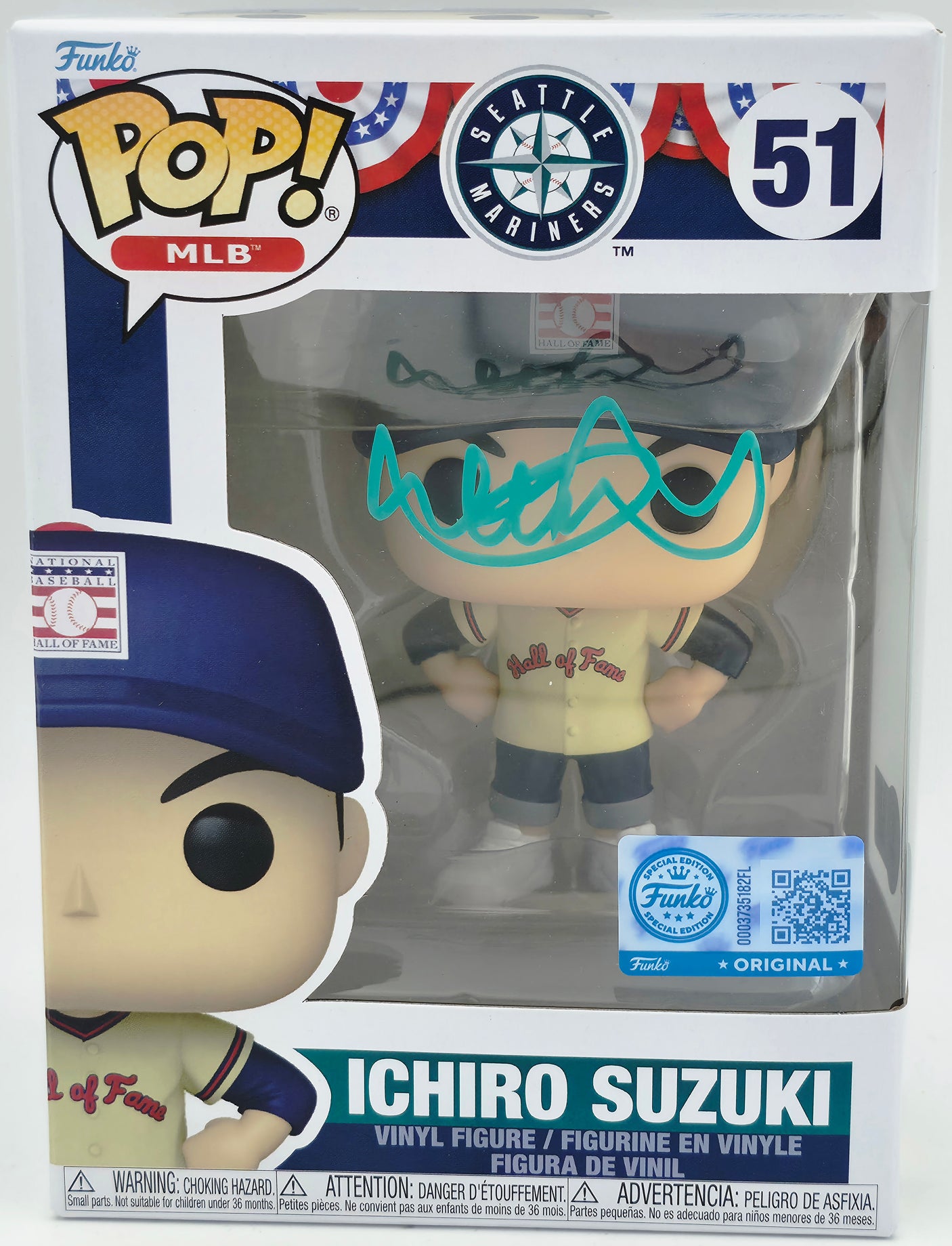 Ichiro Suzuki Autographed Hall of Fame Funko Pop #51 Seattle Mariners IS Holo & Beckett BAS Witness Stock #254342