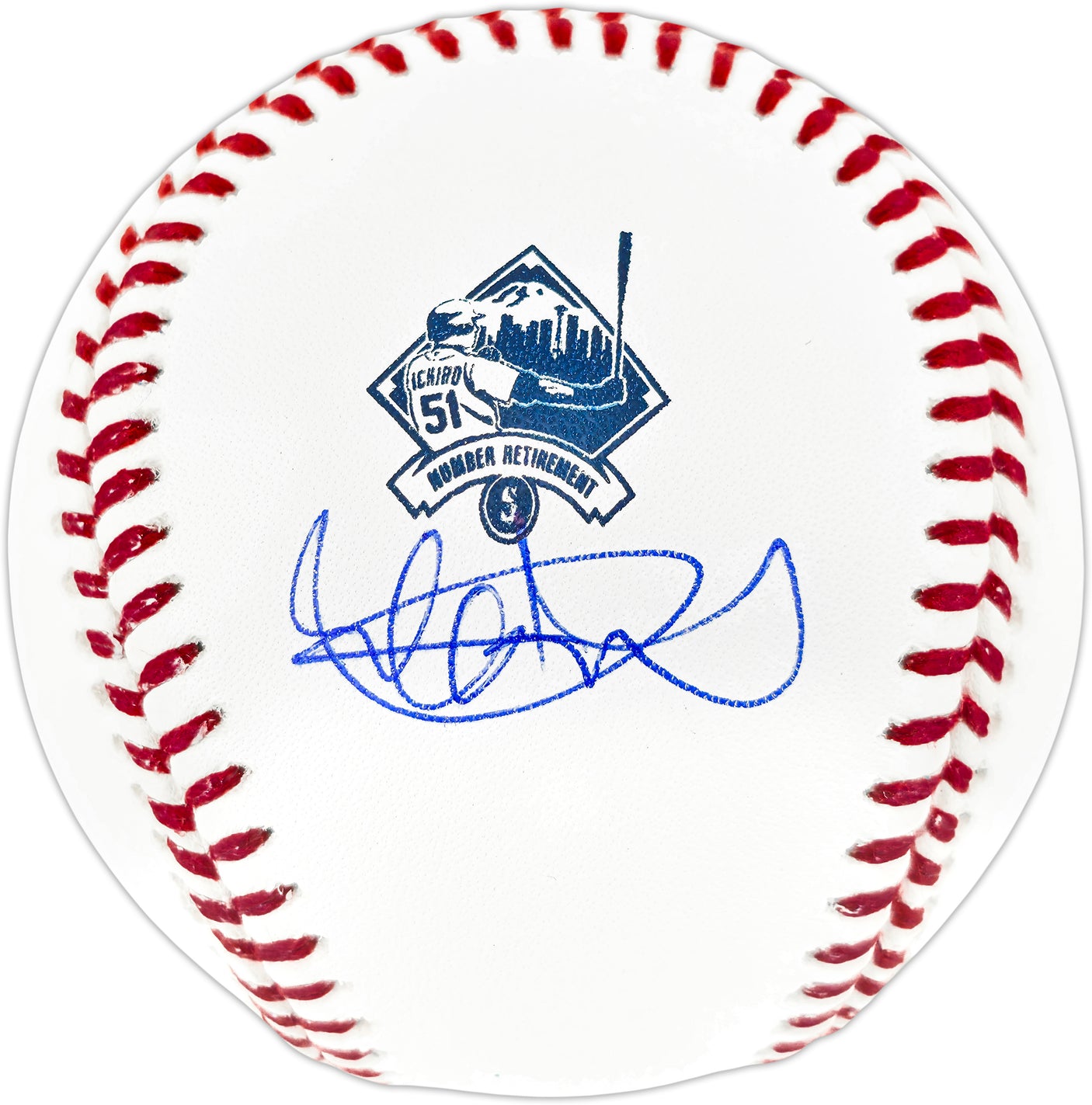 Ichiro Suzuki Autographed Official IS Retirement Logo Baseball Seattle Mariners IS Holo & Beckett BAS Witness Stock #254349