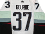 Seattle Kraken Yanni Gourde Autographed White Adidas Authentic Primegreen Jersey Size 54 Fanatics Holo Stock #254450