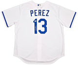 Kansas City Royals Salvador Perez Autographed White Nike Jersey Size XL Beckett BAS Witness Stock #254168