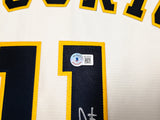 Milwaukee Brewers Jackson Chourio Autographed Cream Nike Jersey Size XL Beckett BAS QR Stock #254435