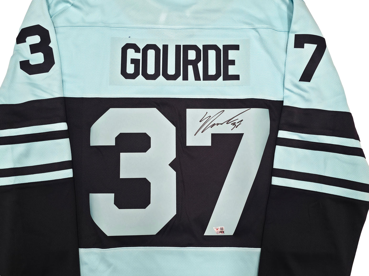 Seattle Kraken Yanni Gourde Autographed Blue & Green Fanatics Reverse Retro Jersey Size XL Fanatics Holo Stock #254449