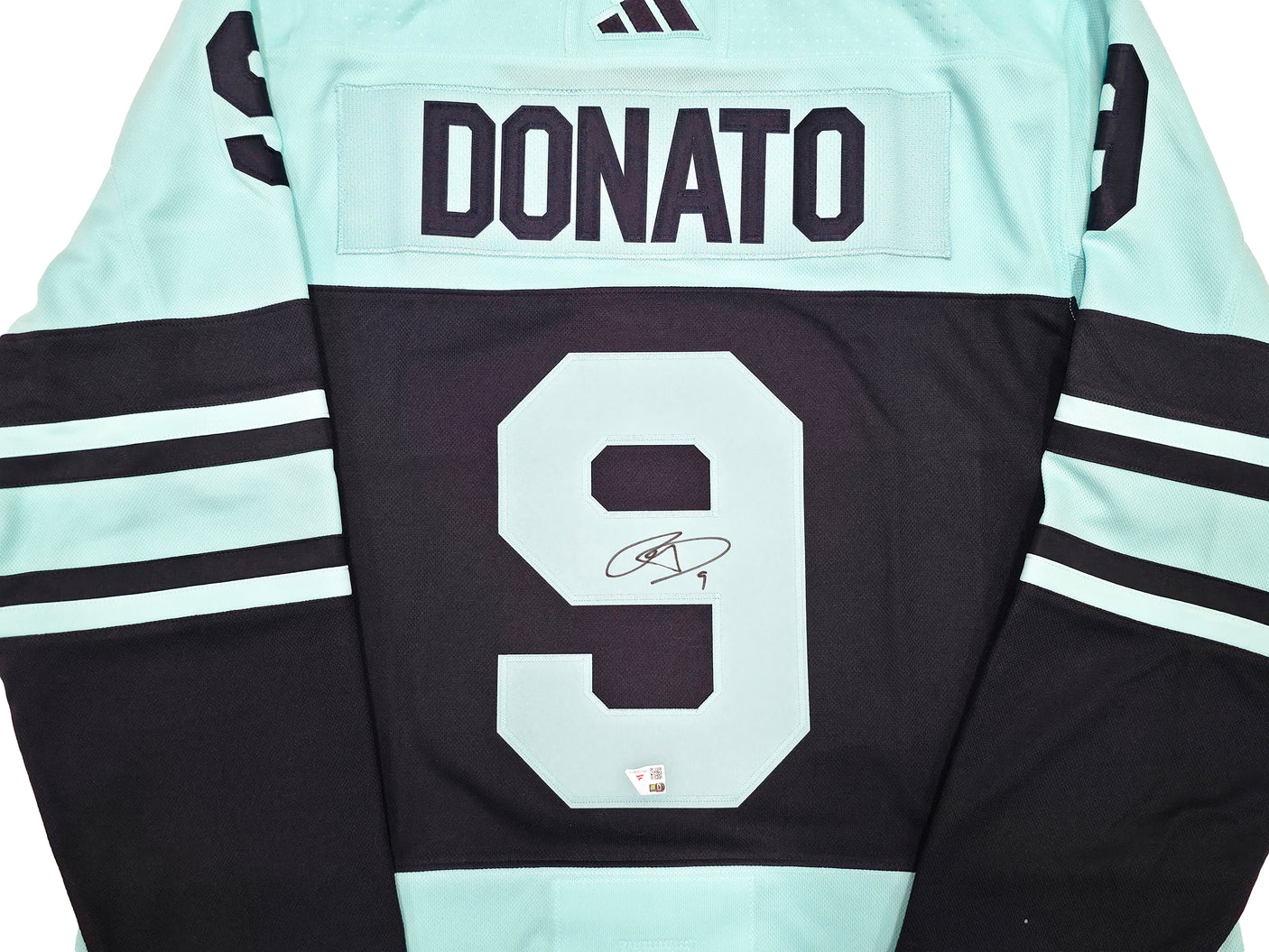 Seattle Kraken Ryan Donato Autographed Blue & Green Adidas Authentic Primegreen Reverse Retro Jersey Size 54 Fanatics Holo Stock #254453