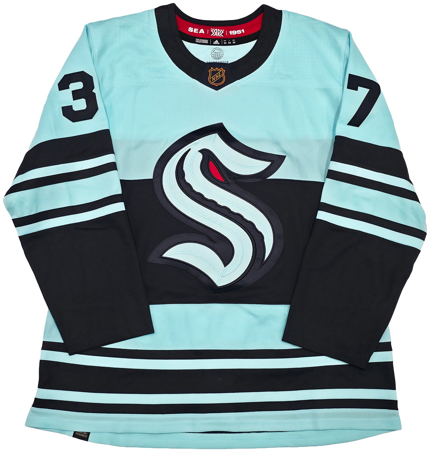 Seattle Kraken Yanni Gourde Autographed Blue & Green Adidas Authentic Primegreen Reverse Retro Jersey Size 54 Fanatics Holo Stock #254448