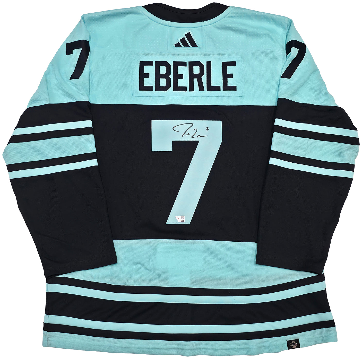 Seattle Kraken Jordan Eberle Autographed Blue & Green Adidas Authentic Primegreen Reverse Retro Jersey Size 54 Fanatics Holo Stock #254446
