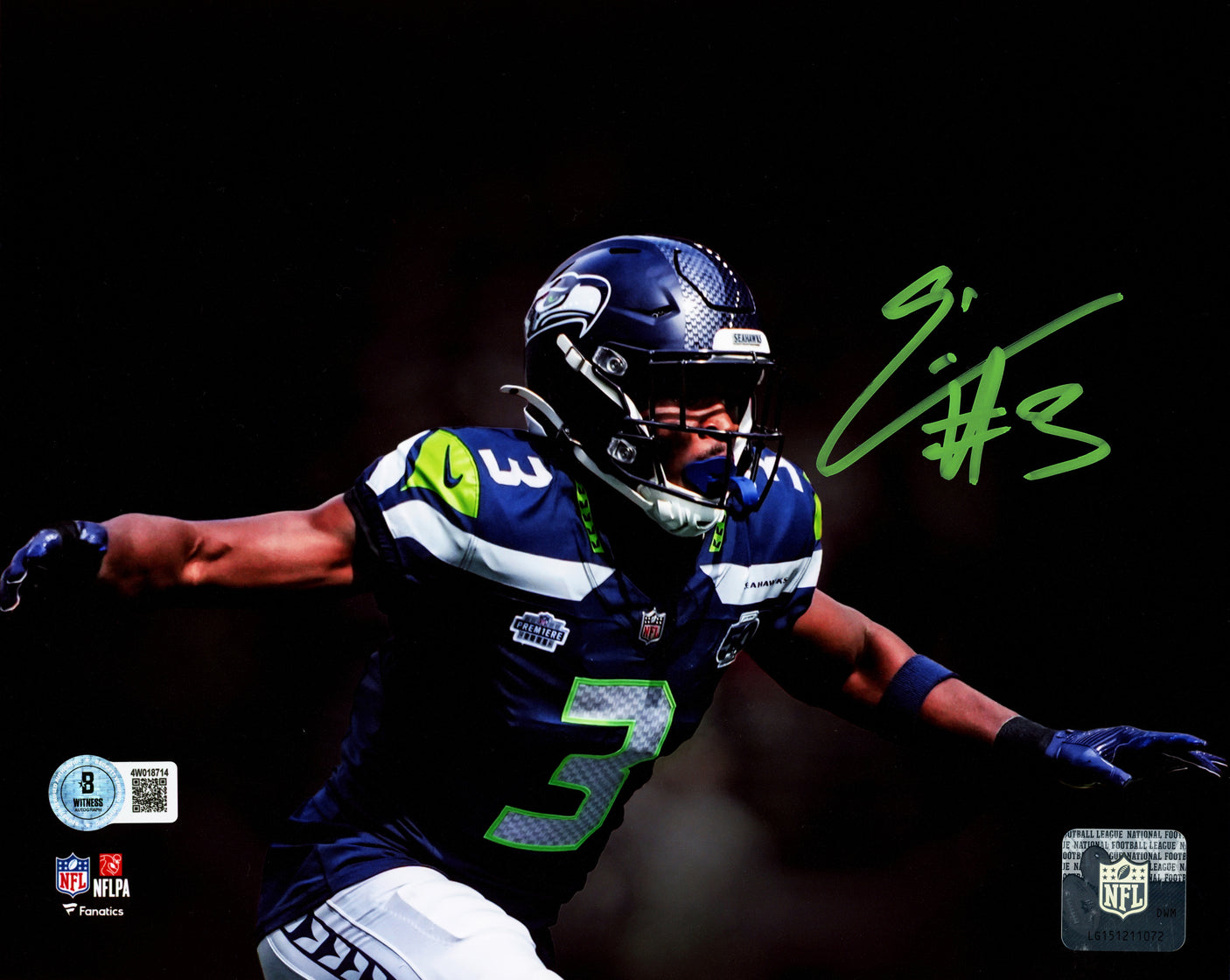 Nick Emmanwori Autographed 8x10 Photo Seattle Seahawks Signed in Green Beckett BAS Witness Stock #256037