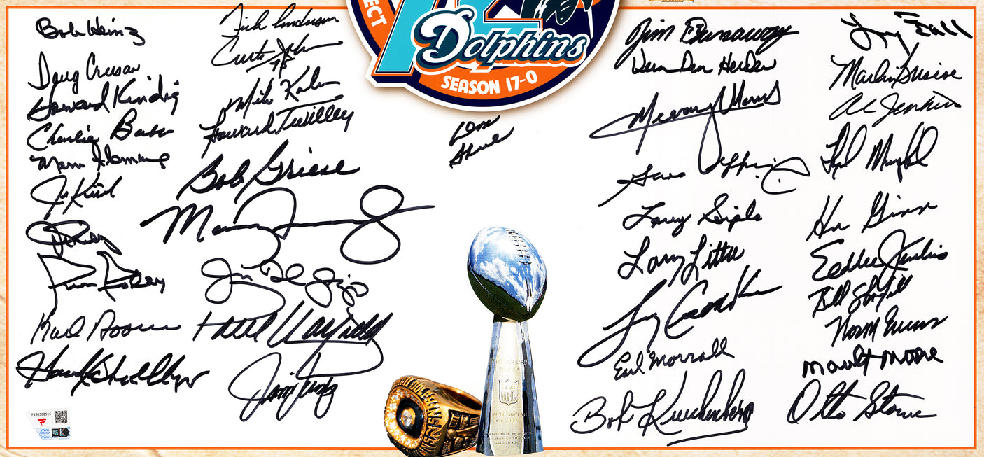 1972 Miami Dolphins Perfect Season Team Autographed 20x24 Photo With 39 Signatures Including Shula & Griese Fanatics Holo Stock #255476