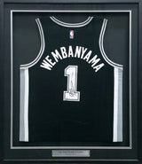 San Antonio Spurs Victor Wembanyama Autographed Framed Black Nike Swingman Icon Edition Jersey Fanatics Holo Stock #256418