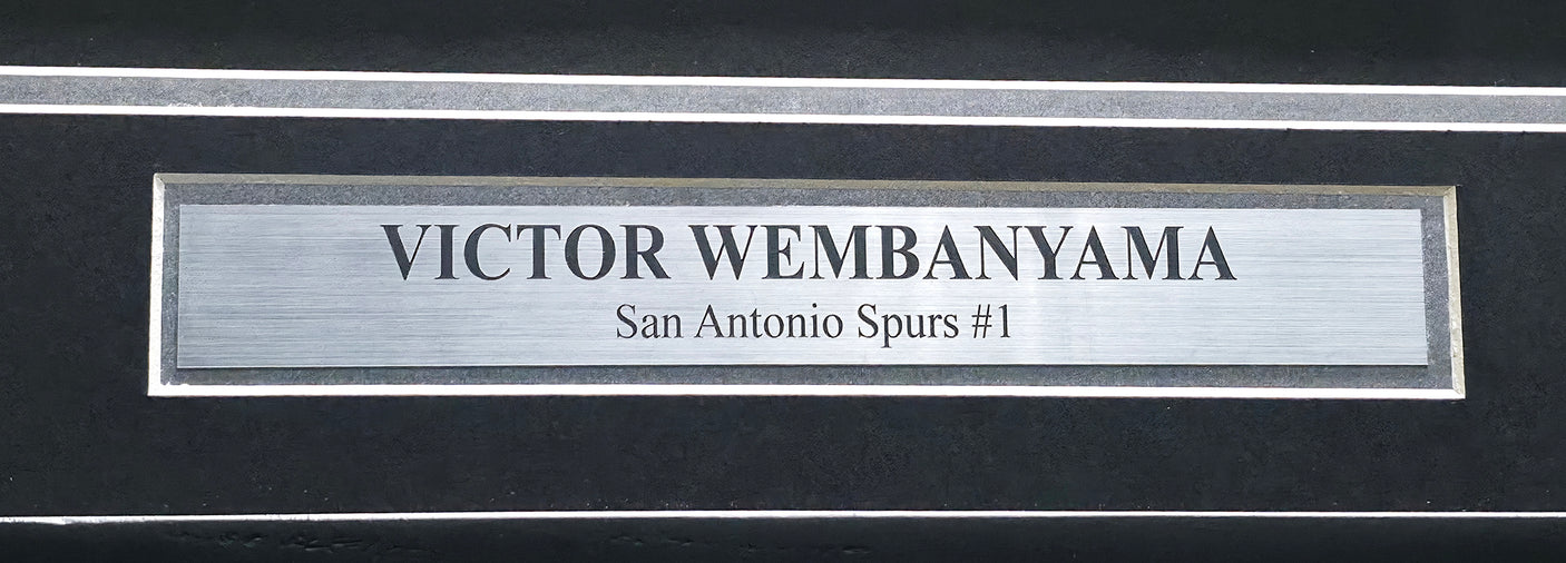 San Antonio Spurs Victor Wembanyama Autographed Framed Black Nike Swingman Icon Edition Jersey Fanatics Holo Stock #256418