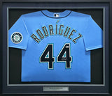 Seattle Mariners Julio Rodriguez Autographed Framed Blue Nike Jersey Beckett BAS QR Stock #256421