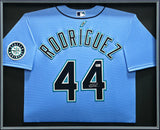 Seattle Mariners Julio Rodriguez Autographed Framed Blue Nike Jersey Beckett BAS QR Stock #256421