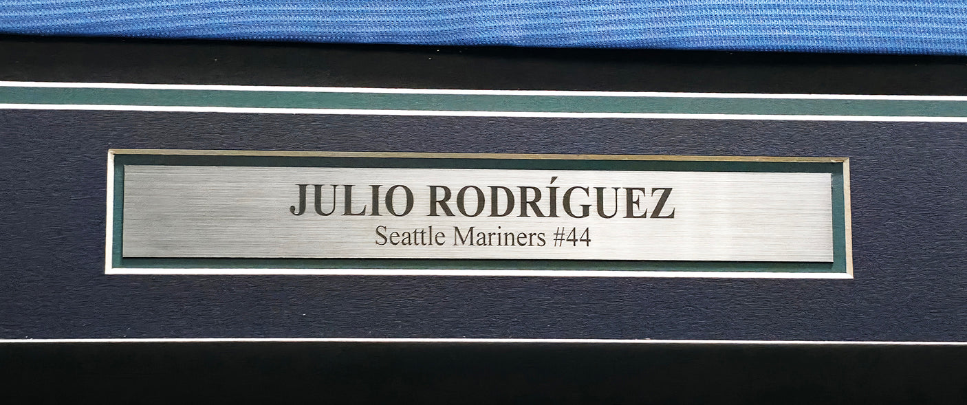 Seattle Mariners Julio Rodriguez Autographed Framed Blue Nike Jersey Beckett BAS QR Stock #256421