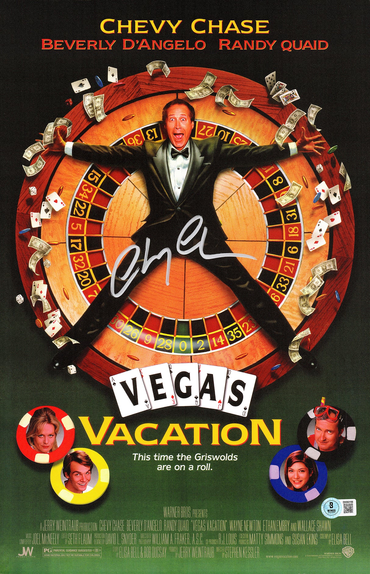 Chevy Chase Autographed Framed 11x17 Vegas Vacation Movie Poster Beckett BAS Witness Stock #256660
