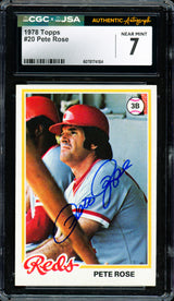 Pete Rose Autographed 1978 Topps Card #20 Cincinnati Reds CGC x JSA 7 CGC x JSA Stock #254362