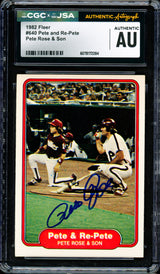 Pete Rose Autographed 1982 Fleer Card #640 Philadelphia Phillies CGC x JSA Stock #254367